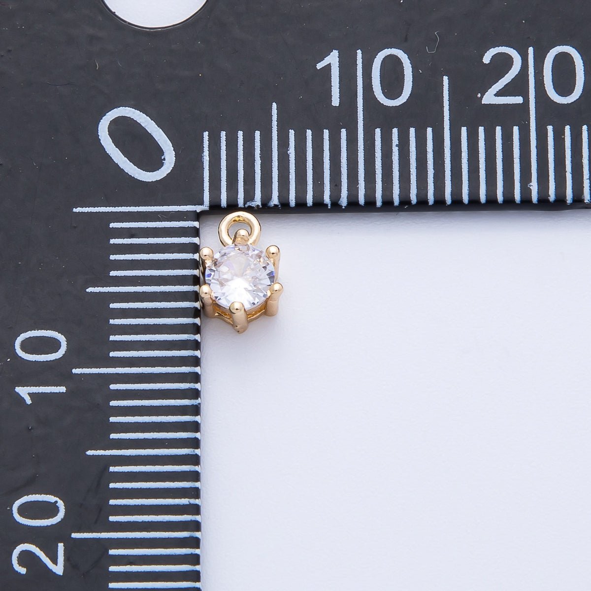 16K Gold Filled 4.8mm Clear Round CZ Mini Charm | Charms-00398
