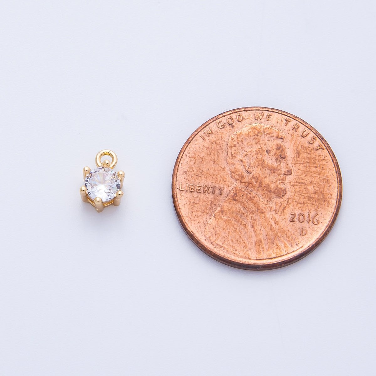 16K Gold Filled 4.8mm Clear Round CZ Mini Charm | Charms-00398