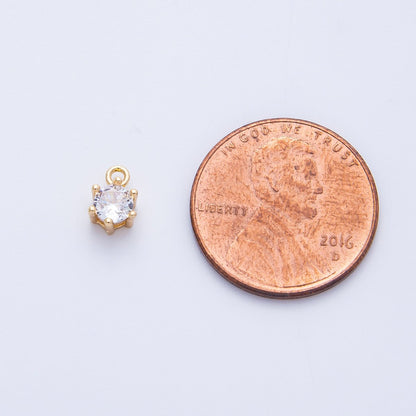 16K Gold Filled 4.8mm Clear Round CZ Mini Charm | Charms-00398