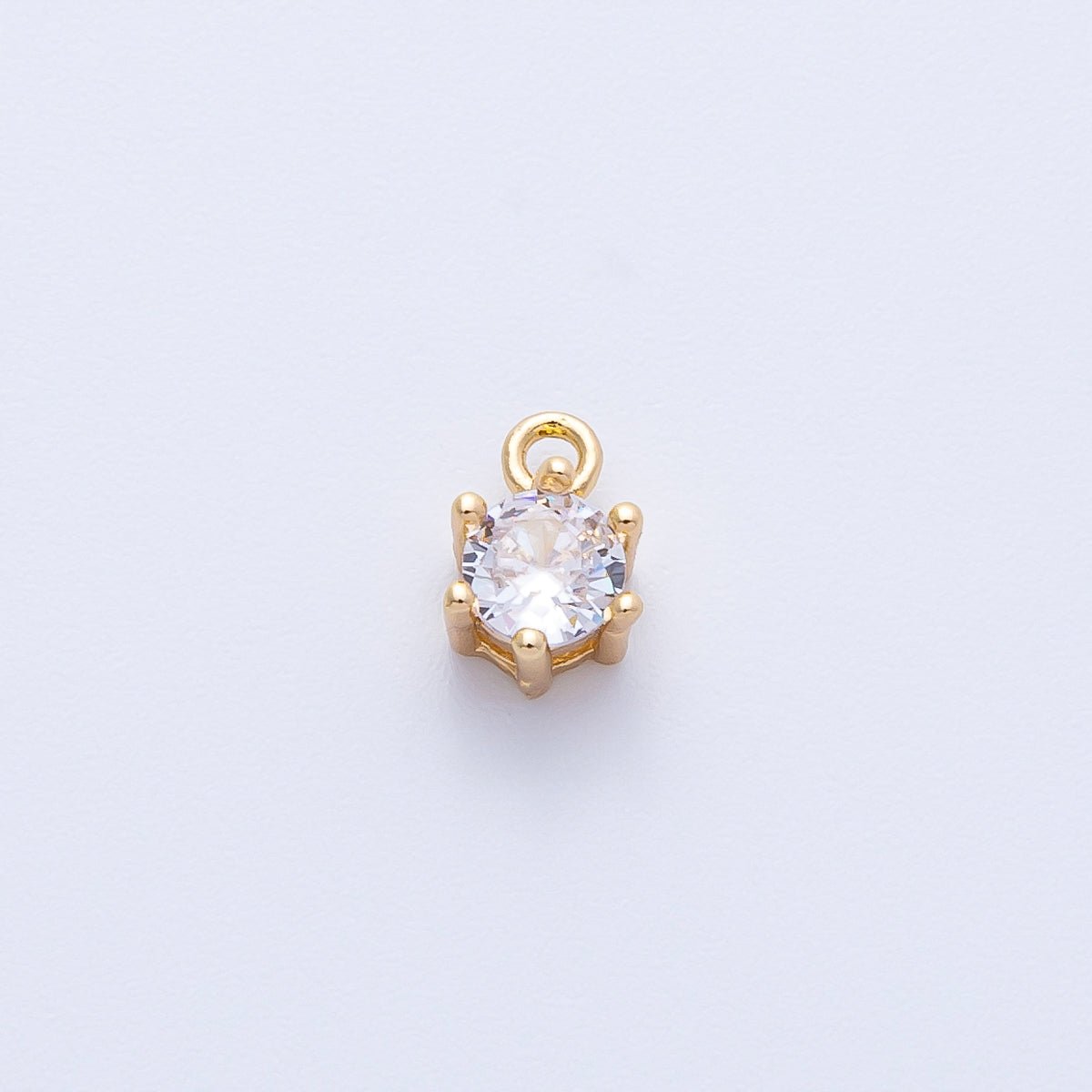 16K Gold Filled 4.8mm Clear Round CZ Mini Charm | Charms-00398