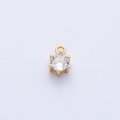 16K Gold Filled 4.8mm Clear Round CZ Mini Charm | Charms-00398