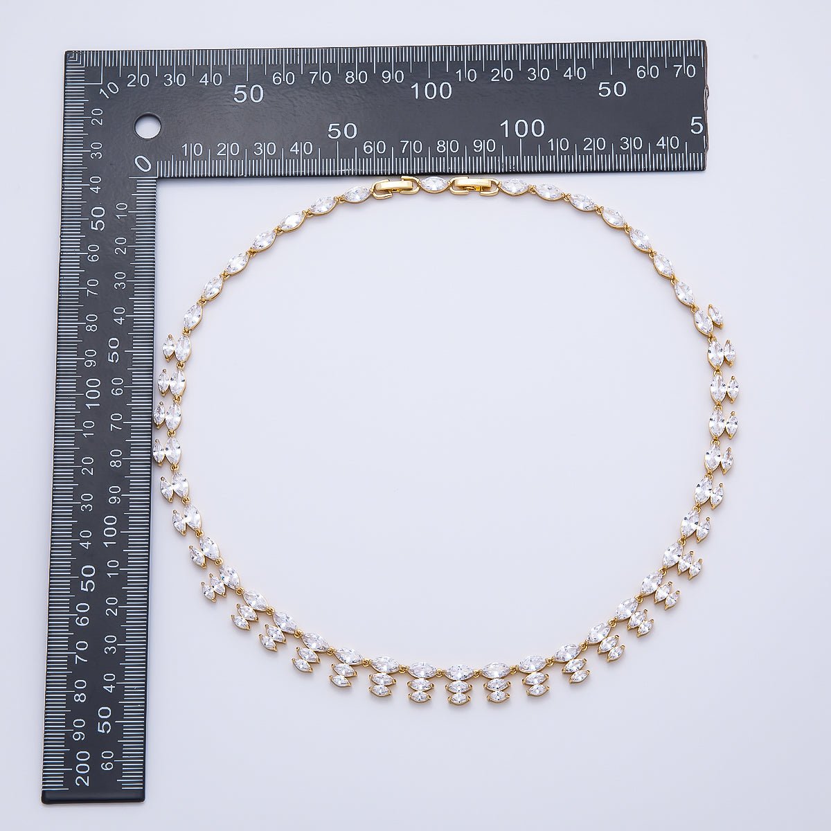 16K Gold Filled 4mm Clear Marquise CZ Multi Layer Tennis Chain 17 Inch Adjustable Necklace | WA-04683