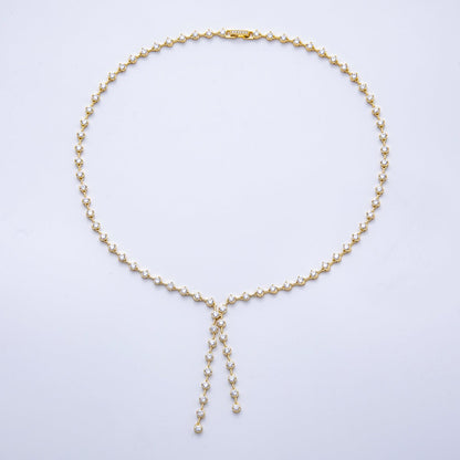 16K Gold Filled 4mm Clear Round CZ Lariat Chain 18.5 Inch Necklace | WA-04250