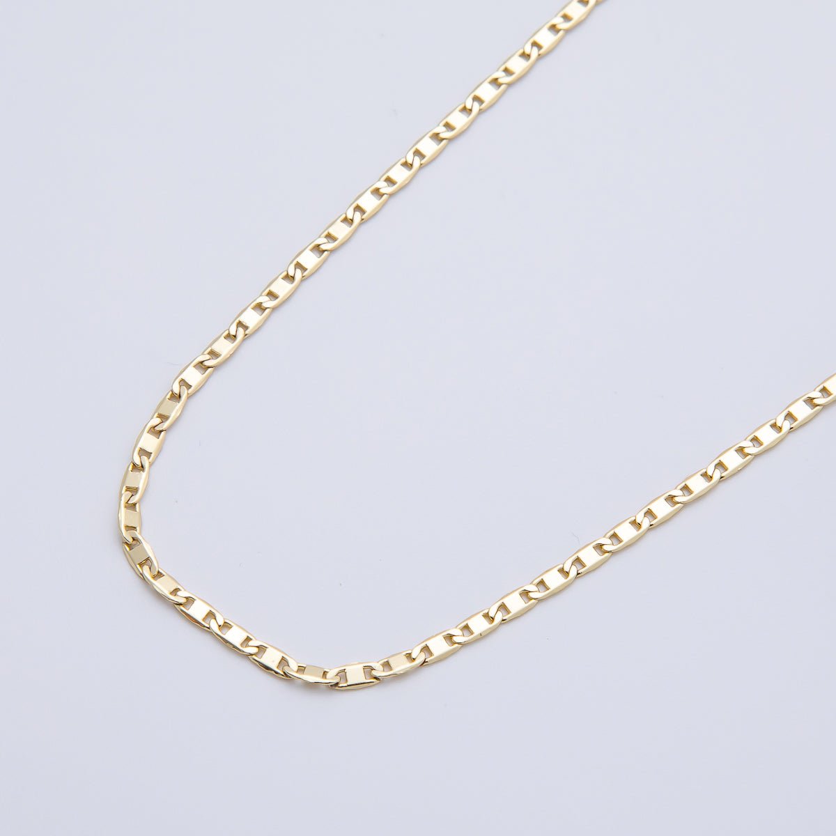 16K Gold Filled 4mm Minimalist Anchor Mariner Chain 18 Inch Necklace | WA-04385
