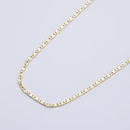 16K Gold Filled 4mm Minimalist Anchor Mariner Chain 18 Inch Necklace | WA-04385
