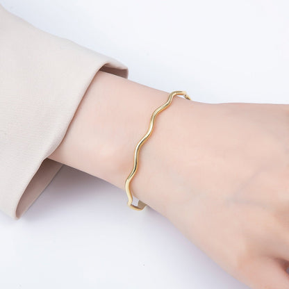 16K Gold Filled 4mm Minimalist Wavy Half Cuff Bracelet Finding for Bangle Supply | WA-04422