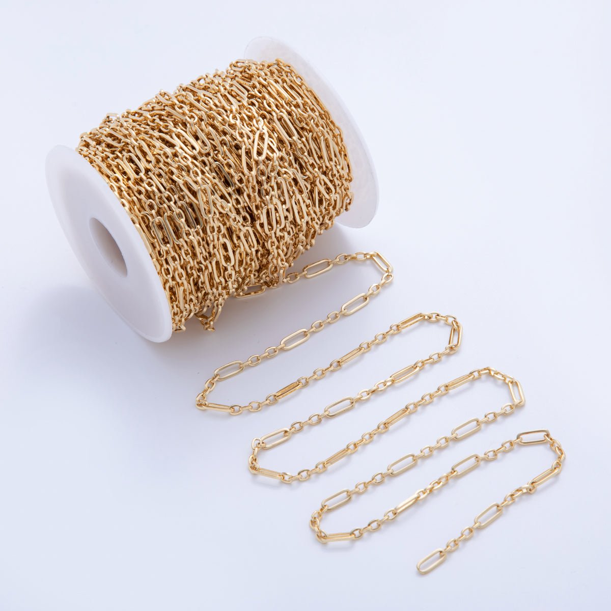 16K Gold Filled 4mm Paperclip Triple Cable Link Unfinished Chain by Yard | Roll-1583