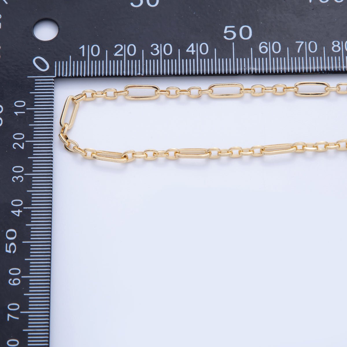 16K Gold Filled 4mm Paperclip Triple Cable Link Unfinished Chain by Yard | Roll-1583