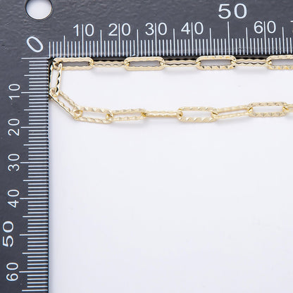16K Gold Filled 4mm x 11.5mm Geometric Edged Paperclip Unfinished Chain by Yard | Roll-01880
