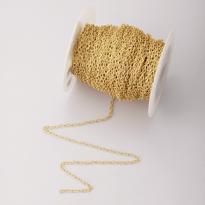 16K Gold Filled 4mm x 2.5mm Minimalist Cable Unfinished Chain by Yard | Roll-01852