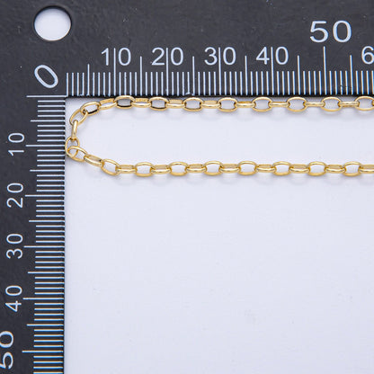 16K Gold Filled 4mm x 3mm Oval Paperclip Unfinished Chain by Yard | Roll-1786