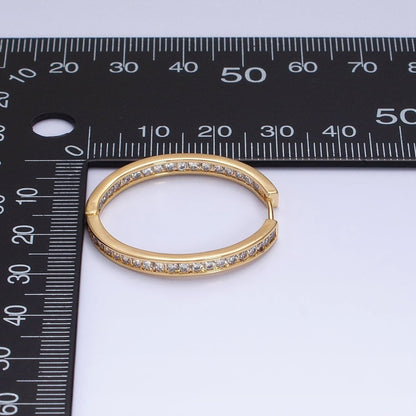 16K Gold Filled 50mm, 35mm, 30mm Clear CZ Micro Paved Front-Facing Endless Hoop Earrings in Gold &amp; Silver | AD826 AD827, AE029 - AE032