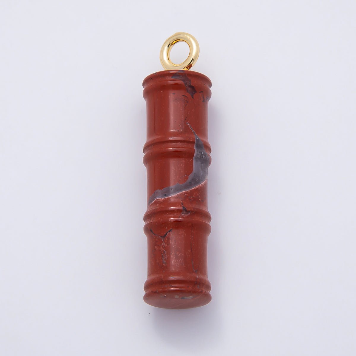 16K Gold Filled 50mm Lapis Lazuli, Aventurine Red Jasper, Amazonite Gemstone Tube Cylinder Charm | Charms-01069 ~ Charms-01072