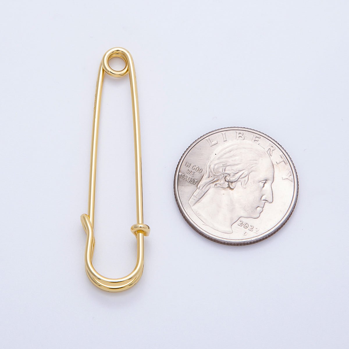 16K Gold Filled 50mm Minimalist Safety Pin Findings | Findings-00067