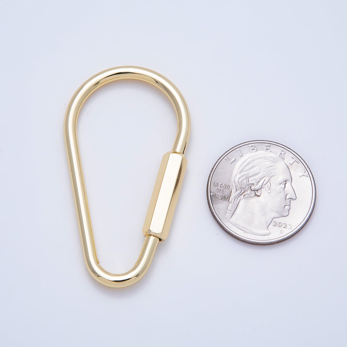 16K Gold Filled 50mm Minimalist Triangle Carabiner Enhancer Bag Charm Keychain | Findings-00483