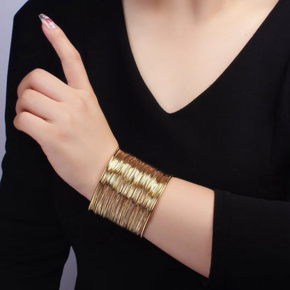 16K Gold Filled 50mm Wide Multiple Wire Cuff Bracelet | WA-2522