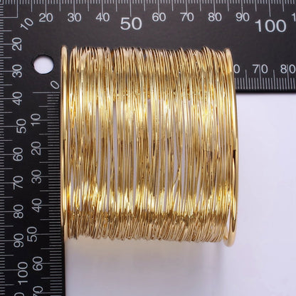 16K Gold Filled 50mm Wide Multiple Wire Cuff Bracelet | WA-2522