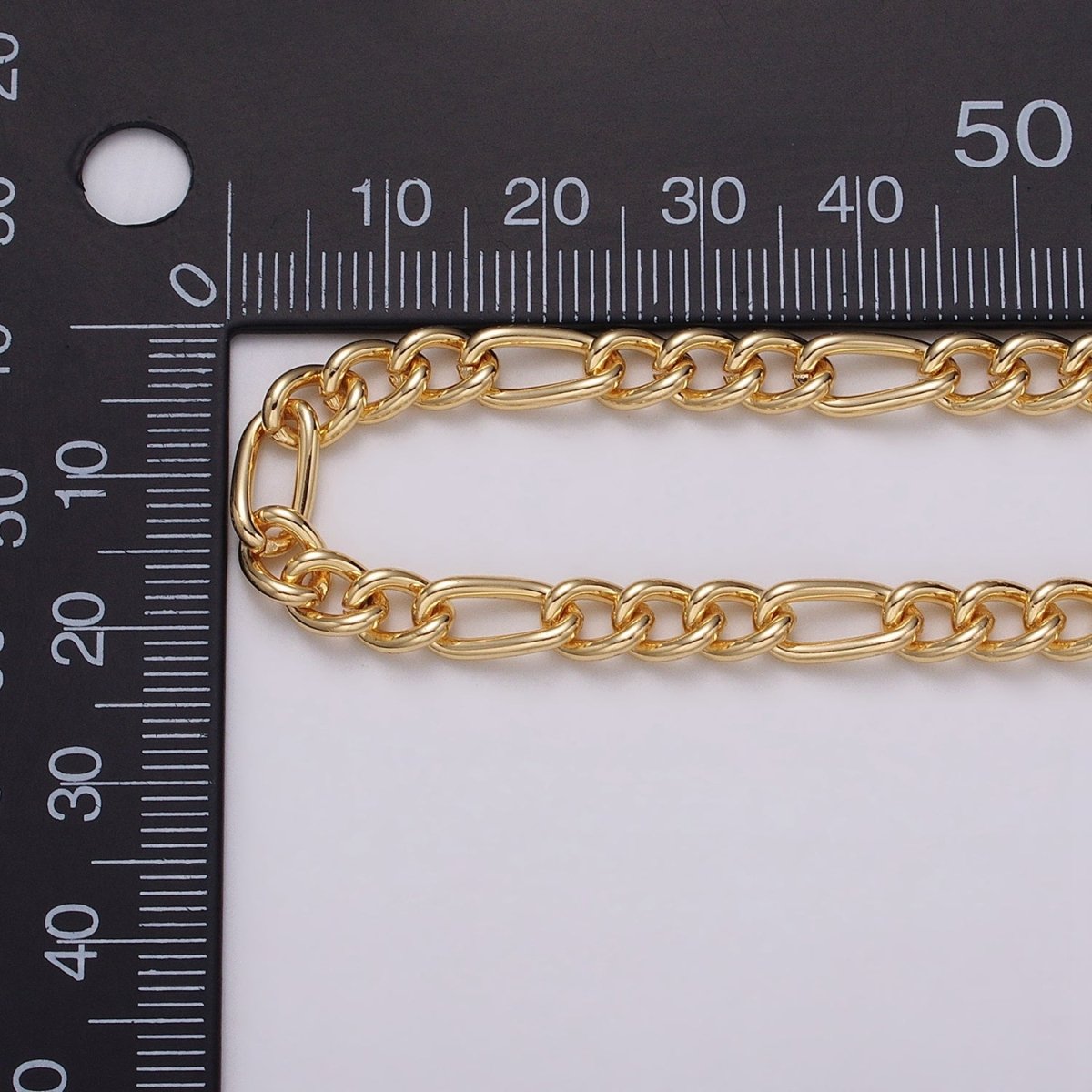 16K Gold Plated 5.3mm Figaro Unfinished Chain by Yard in Gold &amp; Silver | ROLL-1233 ROLL-1234 Clearance Pricing