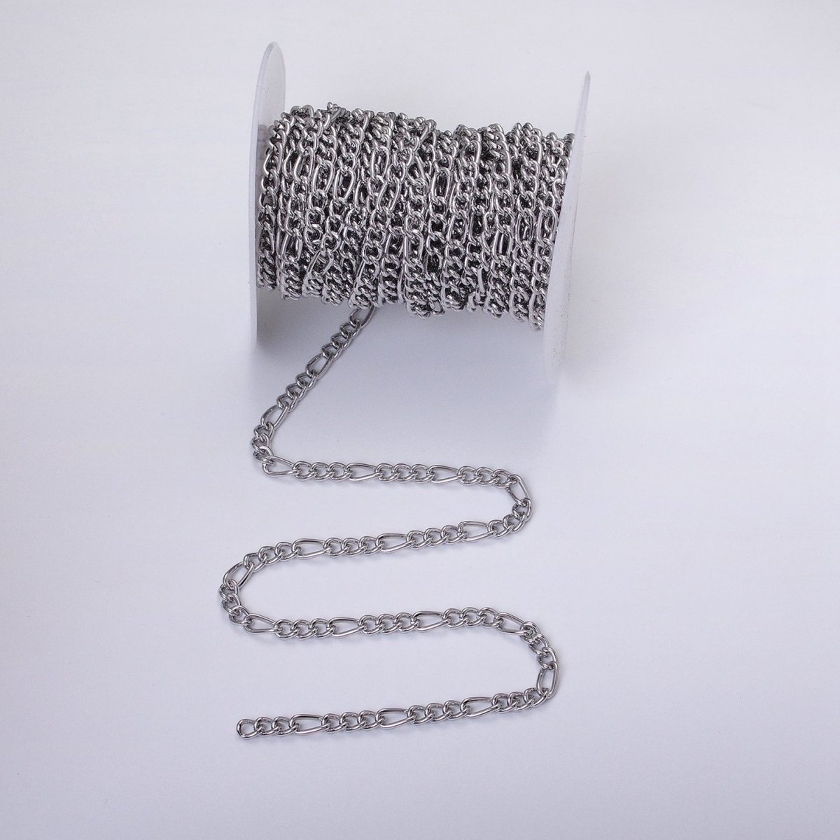 16K Gold Plated 5.3mm Figaro Unfinished Chain by Yard in Gold &amp; Silver | ROLL-1233 ROLL-1234 Clearance Pricing
