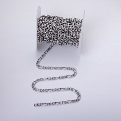 16K Gold Plated 5.3mm Figaro Unfinished Chain by Yard in Gold &amp; Silver | ROLL-1233 ROLL-1234 Clearance Pricing
