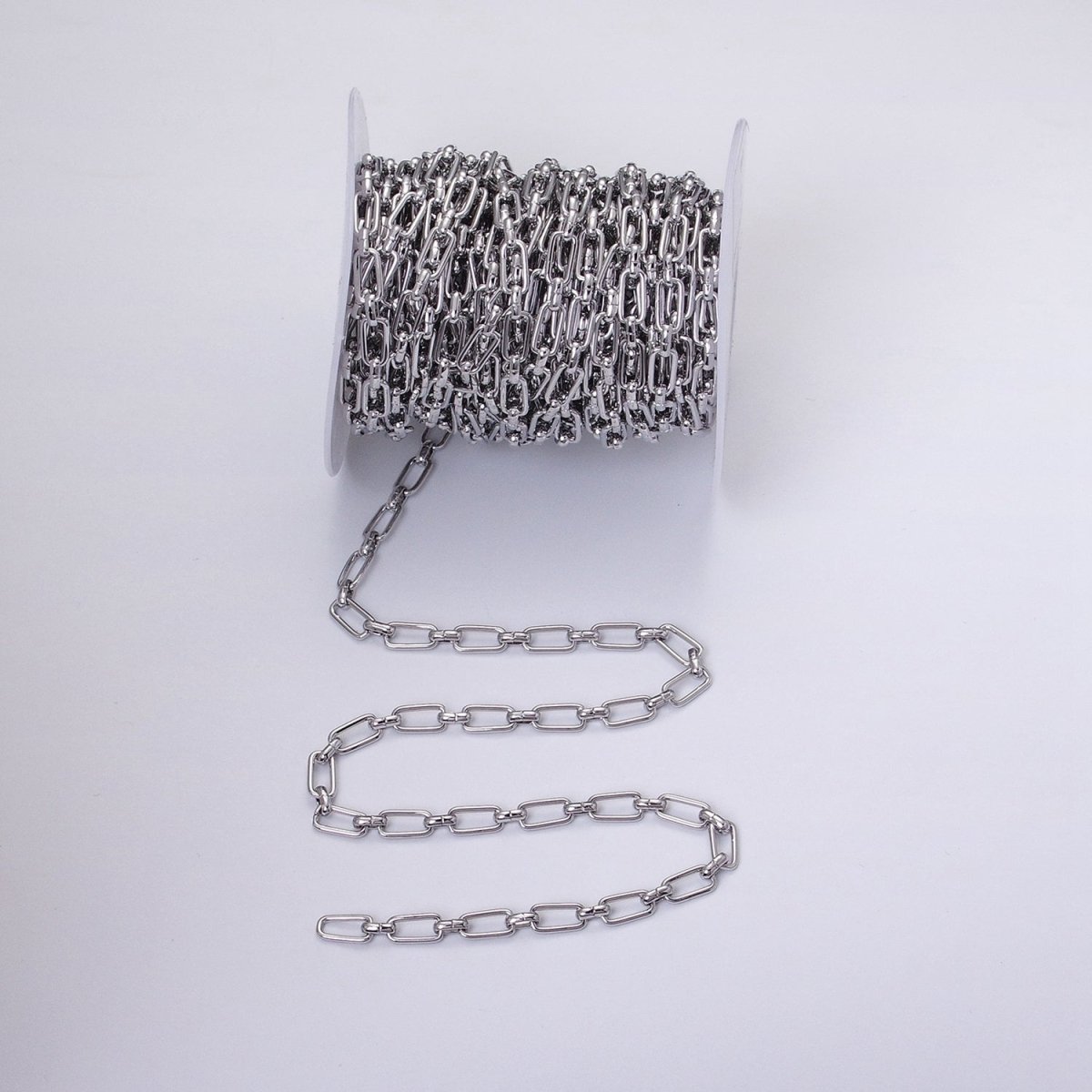 16K Gold Plated 5.3mm Rectangular Paperclip Unfinished Chain by Yard in Gold &amp; Silver | ROLL-1235 ROLL-1236 Clearance Pricing