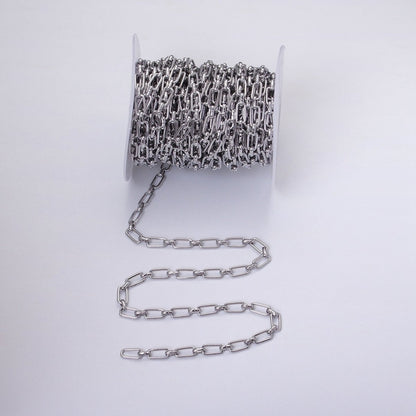 16K Gold Plated 5.3mm Rectangular Paperclip Unfinished Chain by Yard in Gold &amp; Silver | ROLL-1235 ROLL-1236 Clearance Pricing