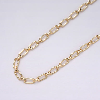 16K Gold Plated 5.3mm Rectangular Paperclip Unfinished Chain by Yard in Gold &amp; Silver | ROLL-1235 ROLL-1236 Clearance Pricing