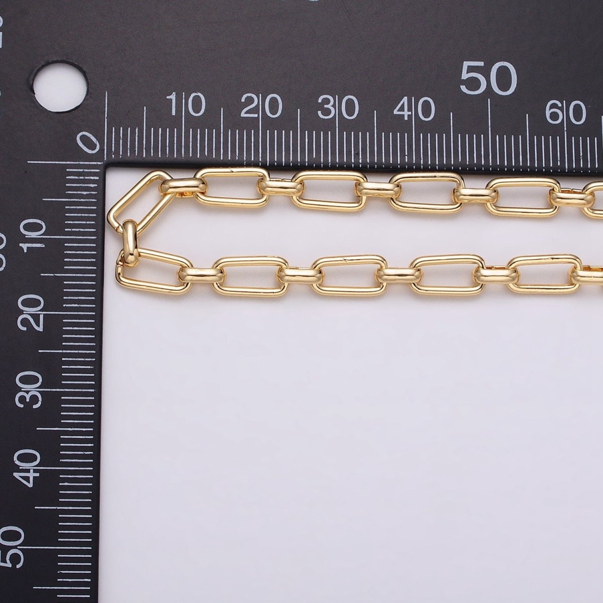 16K Gold Plated 5.3mm Rectangular Paperclip Unfinished Chain by Yard in Gold &amp; Silver | ROLL-1235 ROLL-1236 Clearance Pricing