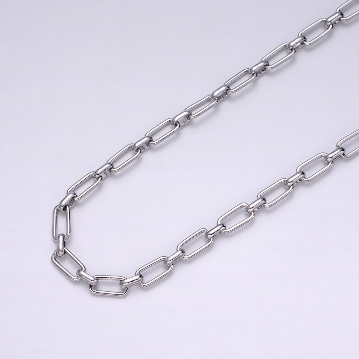 16K Gold Plated 5.3mm Rectangular Paperclip Unfinished Chain by Yard in Gold &amp; Silver | ROLL-1235 ROLL-1236 Clearance Pricing