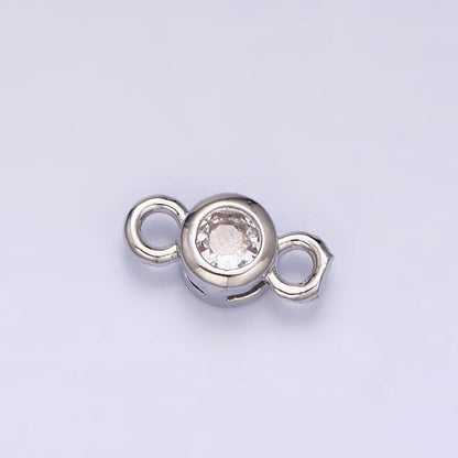 16K Gold Filled 5.5mm, 4.2mm Clear CZ Bezel Round Connector in Gold &amp; Silver | Y-894~Y-895