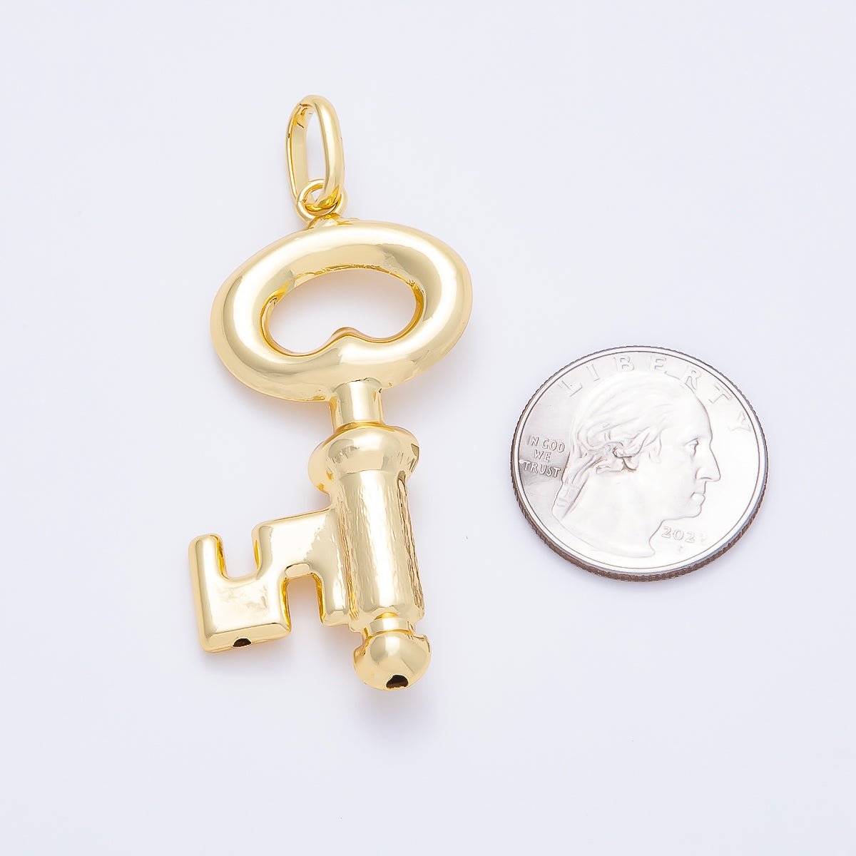 16K Gold Filled 55mm Minimalist Key Lock Pendant | Charms-01198