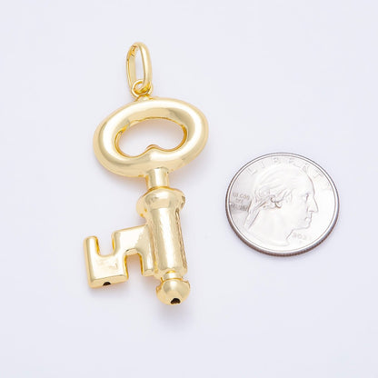16K Gold Filled 55mm Minimalist Key Lock Pendant | Charms-01198