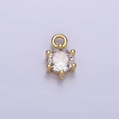 16K Gold Filled 5.5mm Round Clear CZ Minimalist Add-On Charm | AC1431