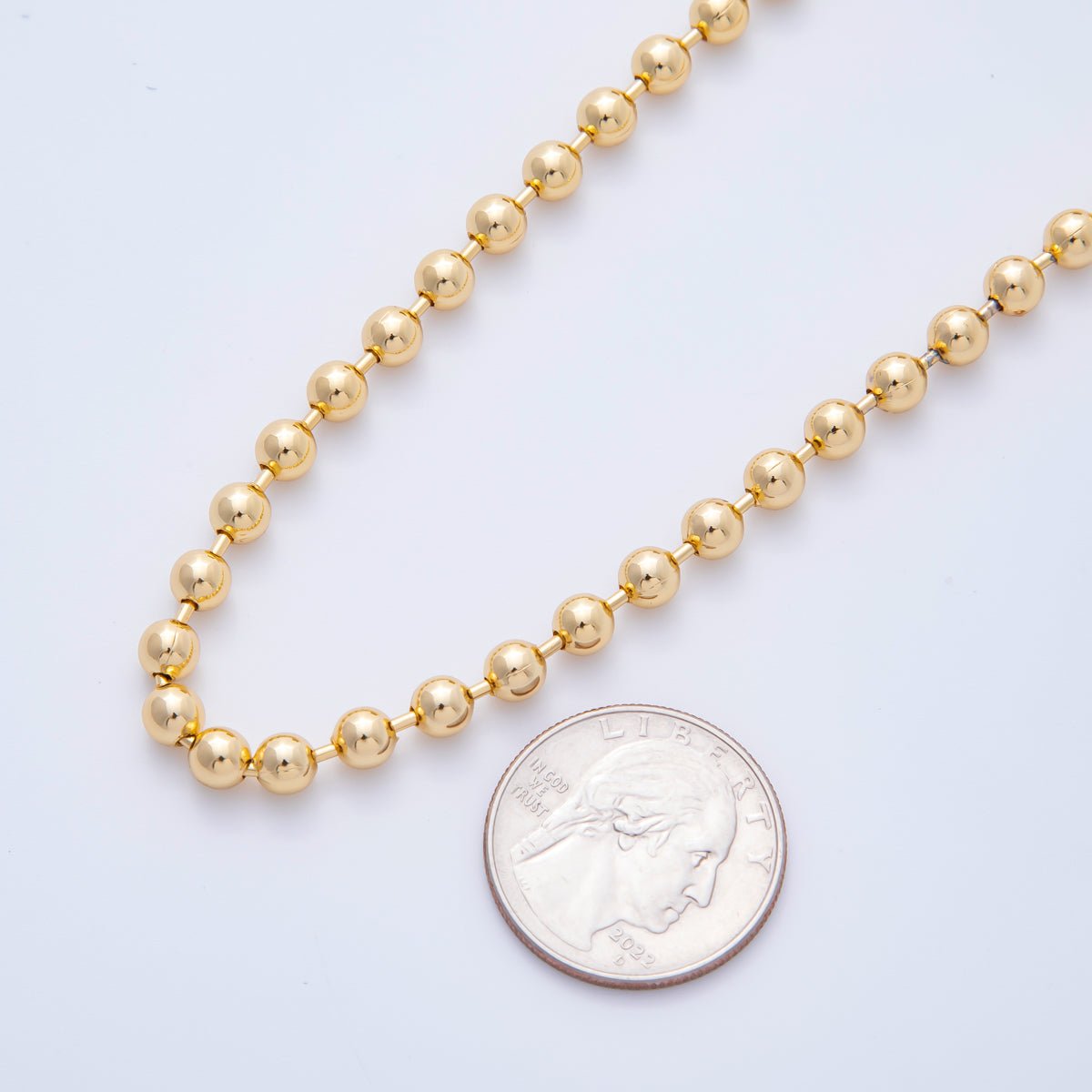 16K Gold Filled 5mm Ball Bead Beads Unfinished Chain by Yard | Roll-1688