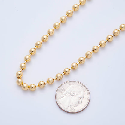 16K Gold Filled 5mm Ball Bead Beads Unfinished Chain by Yard | Roll-1688