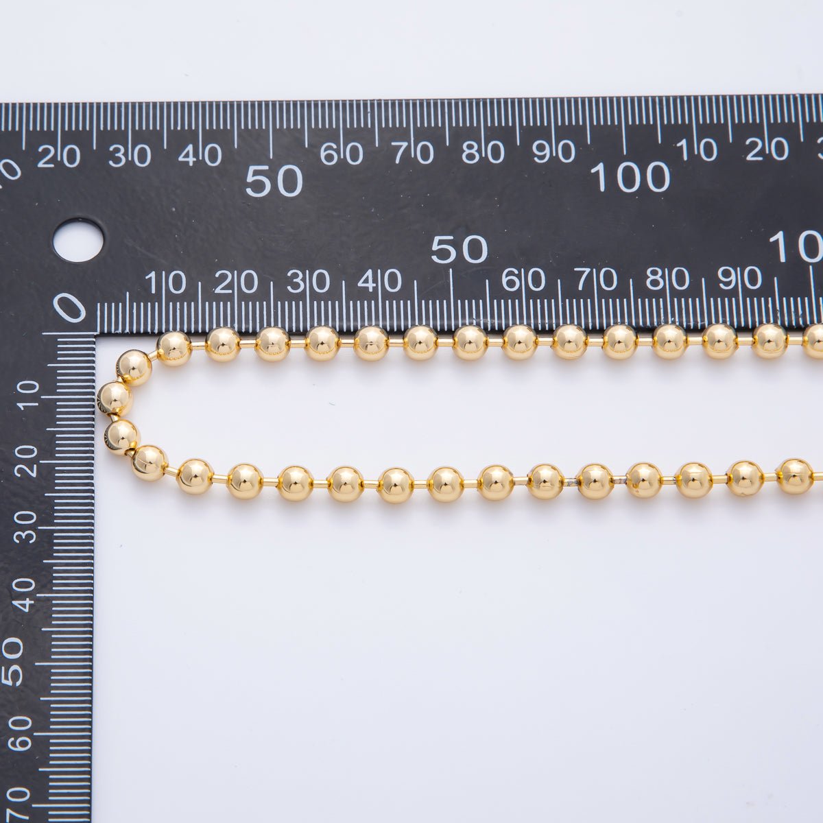 16K Gold Filled 5mm Ball Bead Beads Unfinished Chain by Yard | Roll-1688