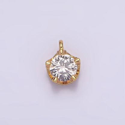 16K Gold Filled 5mm Clear Cubic Zirconia Minimalist Round Mini Charm | AG099