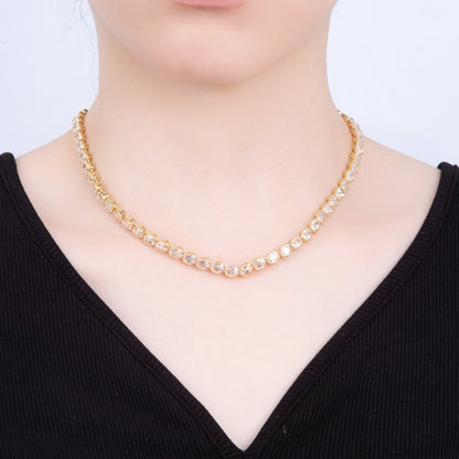16K Gold Filled 5mm Clear CZ Oval Bezel Tennis Chain 17 Inch Necklace | WA-04242