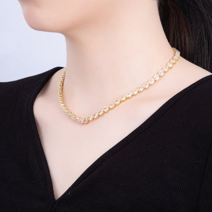 16K Gold Filled 5mm Clear CZ Oval Bezel Tennis Chain 17 Inch Necklace | WA-04242
