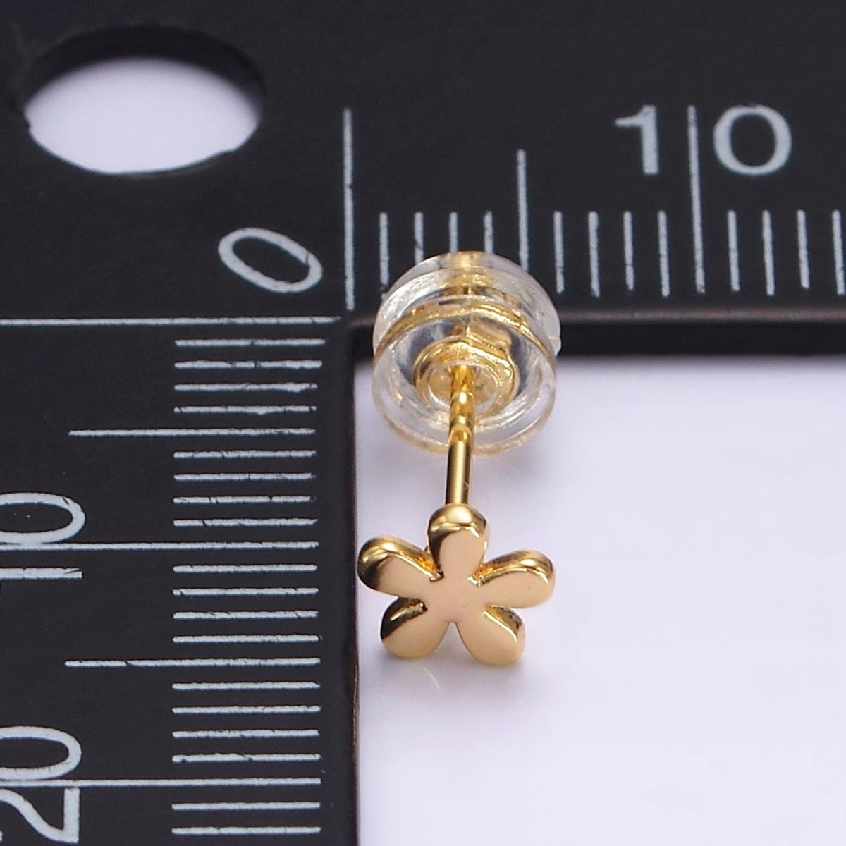 16K Gold Filled 5mm Flower Minimalist Mini Stud Earrings | AE897