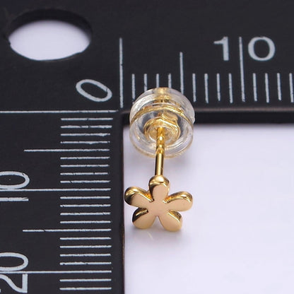 16K Gold Filled 5mm Flower Minimalist Mini Stud Earrings | AE897