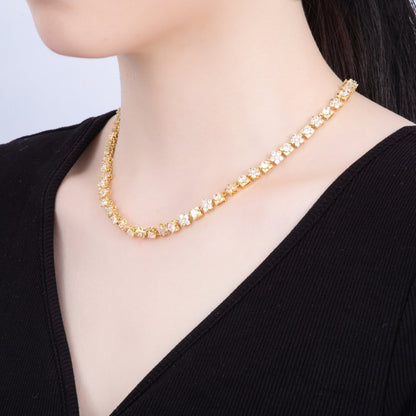 16K Gold Filled 5mm Micro Paved CZ Flower Square Tennis Chain 17 Inch Adjustable Necklace | WA-04246