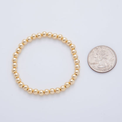 16K Gold Filled 5mm Minimalist Round Ball Stretch Bracelet | WA-04150