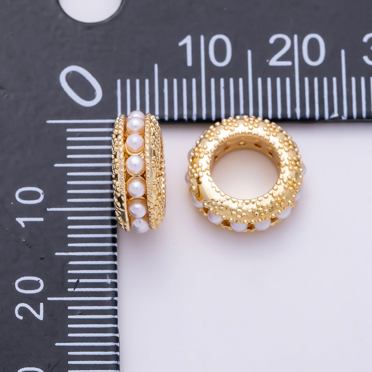 16K Gold Filled 12.5mm Shell Pearl Lined Rondelle Bead | Beads-00536