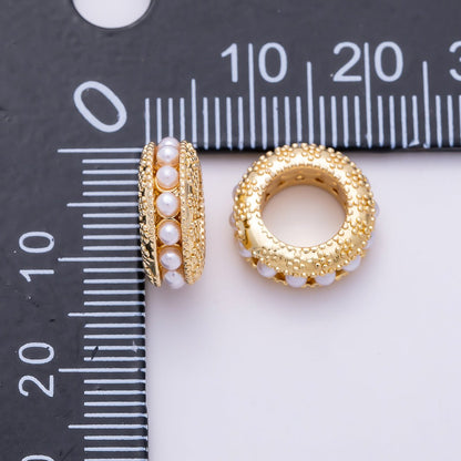 16K Gold Filled 12.5mm Shell Pearl Lined Rondelle Bead | Beads-00536