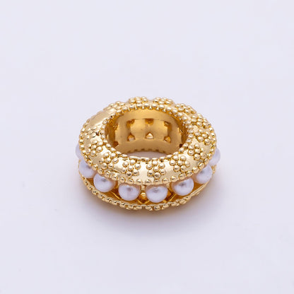 16K Gold Filled 12.5mm Shell Pearl Lined Rondelle Bead | Beads-00536