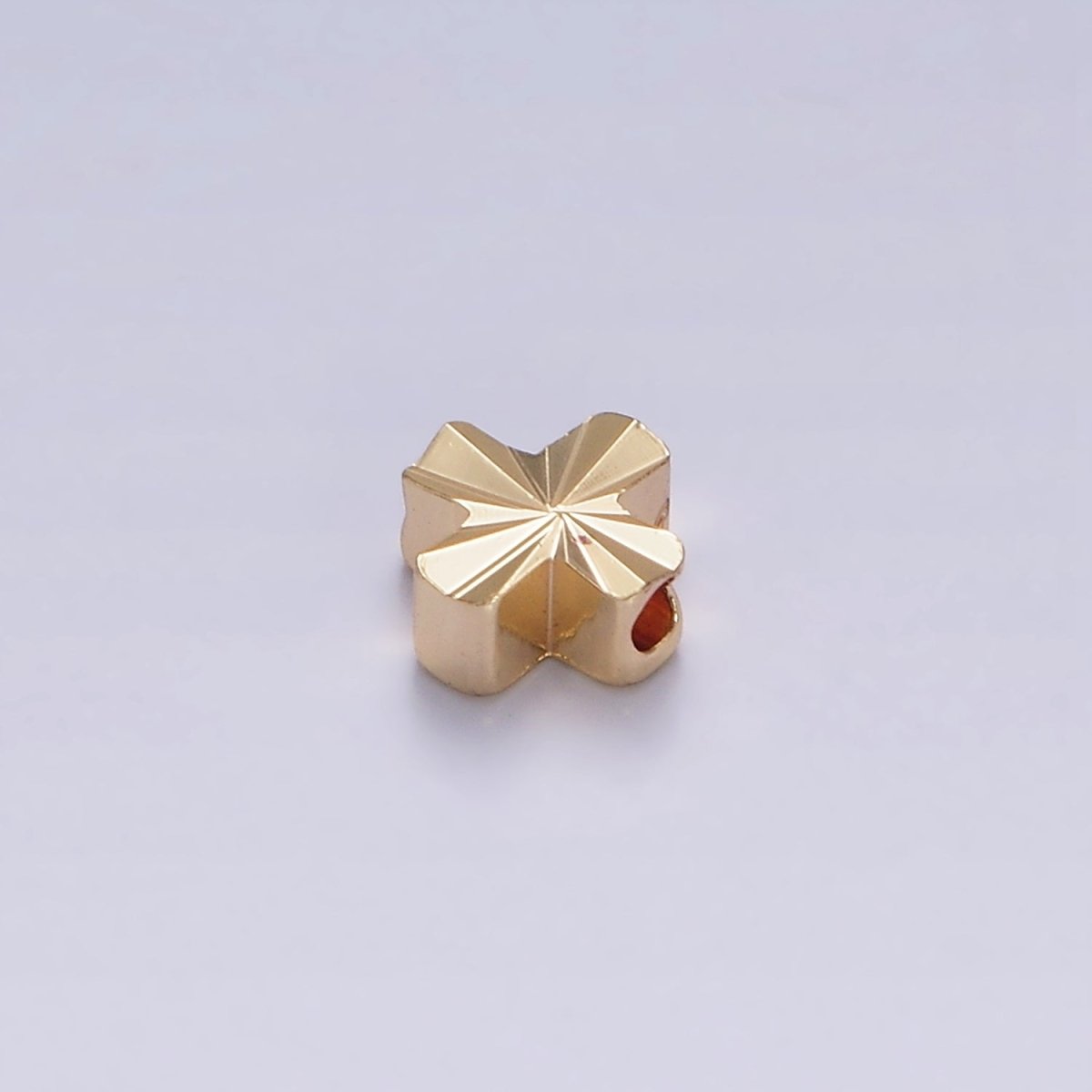 16K Gold Filled 5mm Sunburst Quatrefoil Clover Minimalist Bead | B833