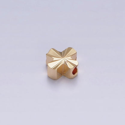 16K Gold Filled 5mm Sunburst Quatrefoil Clover Minimalist Bead | B833