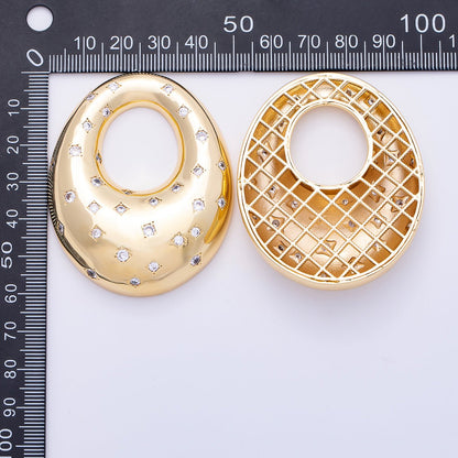 16K Gold Filled 60mm Clear CZ Geometric Dotted Dome Bead Pendant | Findings-00139