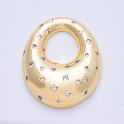 16K Gold Filled 60mm Clear CZ Geometric Dotted Dome Bead Pendant | Findings-00139